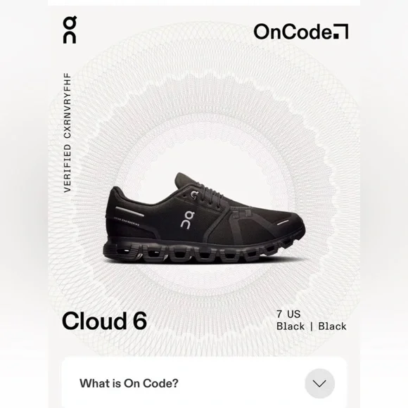 On Cloud 6 Men’s Sz 7 M Black - Authentic